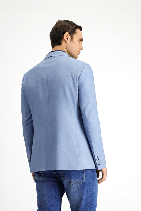 Light Blue 7 Drop Super Slim Fit Extra Narrow Cut Classic Patterned Jacket