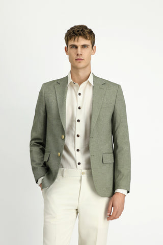  Çağla Yeşili 7 Drop Super Slim Fit Eksra Dar Kesim Klasik Desenli Ceket