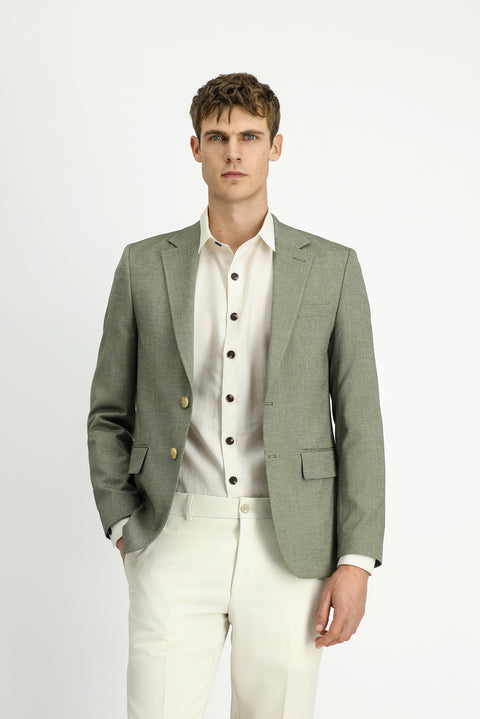 Mint Green 7 Drop Slim Fit Classic Patterned Jacket