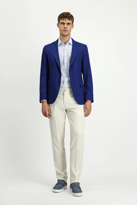 Navy Blue 6 Drop Regular Fit Standard Cut Classic Patterned Jacket
