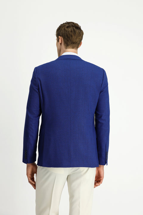 Navy Blue 6 Drop Regular Fit Standard Cut Classic Patterned Jacket