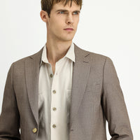 Dark Mink 6 Drop Regular Fit Classic Patterned Jacket