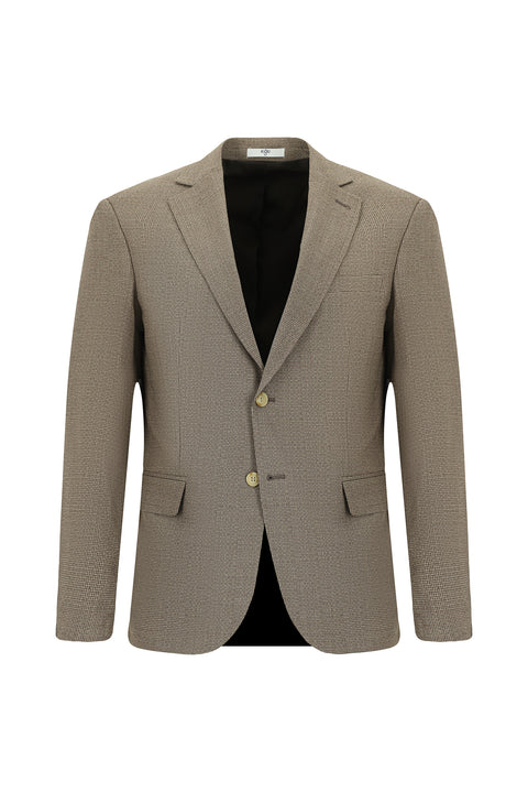 Dark Mink 6 Drop Regular Fit Classic Patterned Jacket