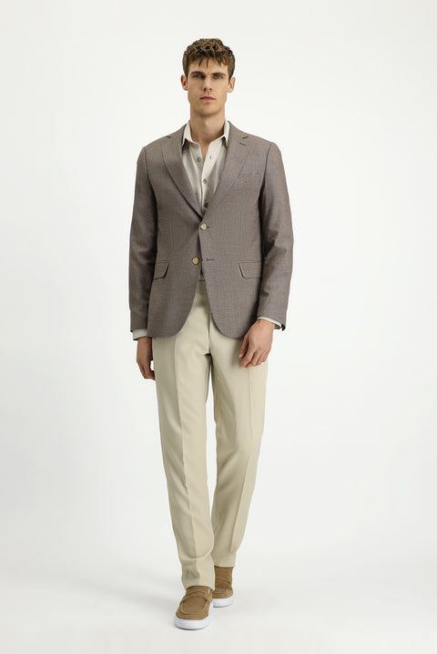 Dark Mink 6 Drop Regular Fit Classic Patterned Jacket