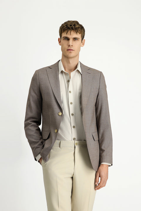 Dark Mink 6 Drop Regular Fit Classic Patterned Jacket