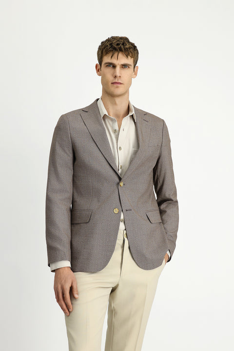Dark Mink 6 Drop Regular Fit Classic Patterned Jacket