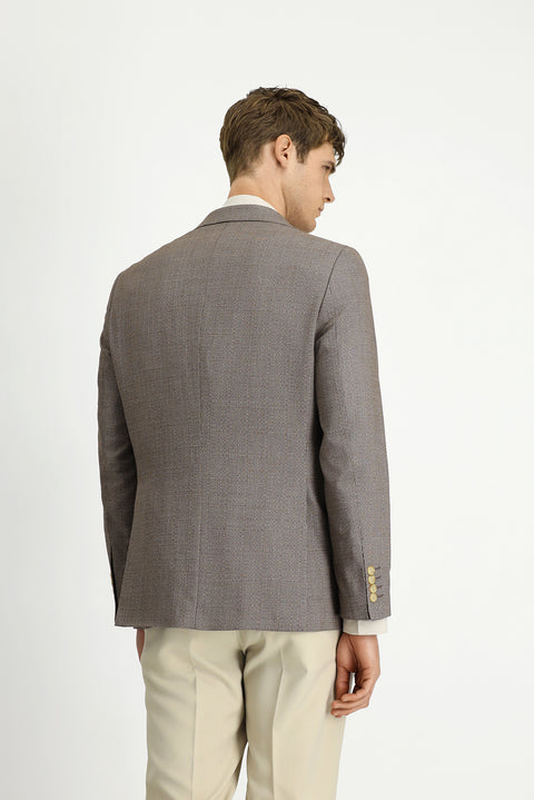 Dark Mink 6 Drop Regular Fit Classic Patterned Jacket