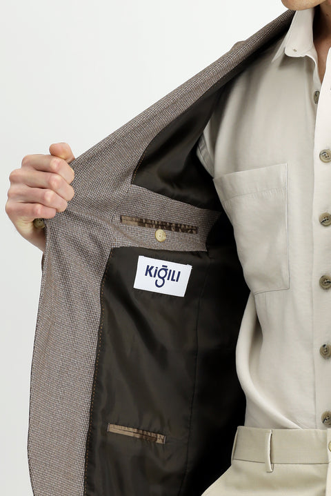 Dark Mink 6 Drop Regular Fit Classic Patterned Jacket