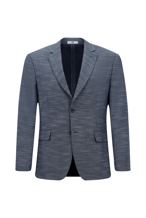 Dark Navy 4 Drop Relaxed Fit Patterned Lycra Jacket
