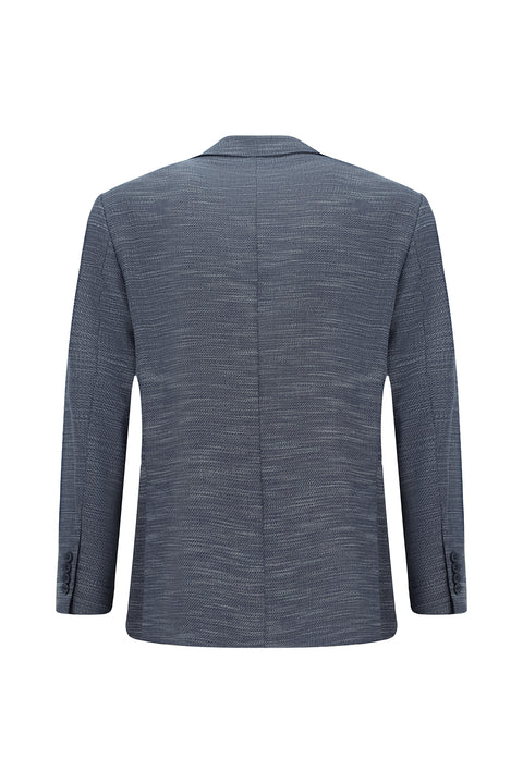 Dark Navy 4 Drop Relaxed Fit Patterned Lycra Jacket