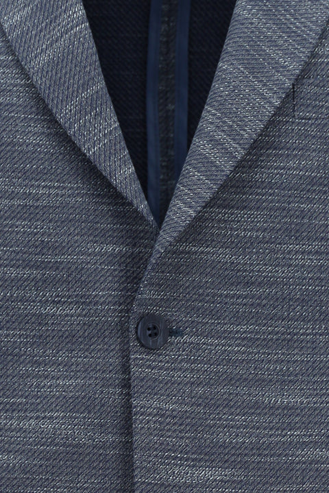 Dark Navy 4 Drop Relaxed Fit Patterned Lycra Jacket