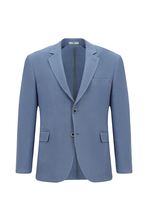Blue 4 Drop Relaxed Fit Casual Cut Sport Waffle Jacket