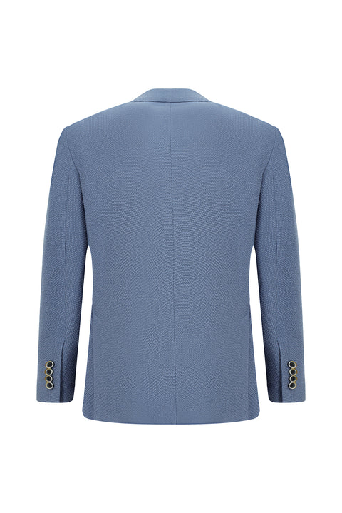 Blue 4 Drop Relaxed Fit Casual Cut Sport Waffle Jacket