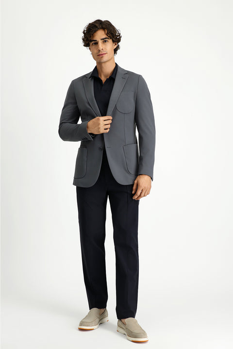 Dark Gray Techno-Line 7 Drop Super Slim Fit Extra Narrow Cut Lycra Jacket