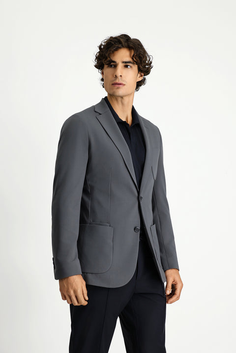 Dark Gray Techno-Line 6 Drop Regular Fit Standard Cut Lycra Stretch Jacket