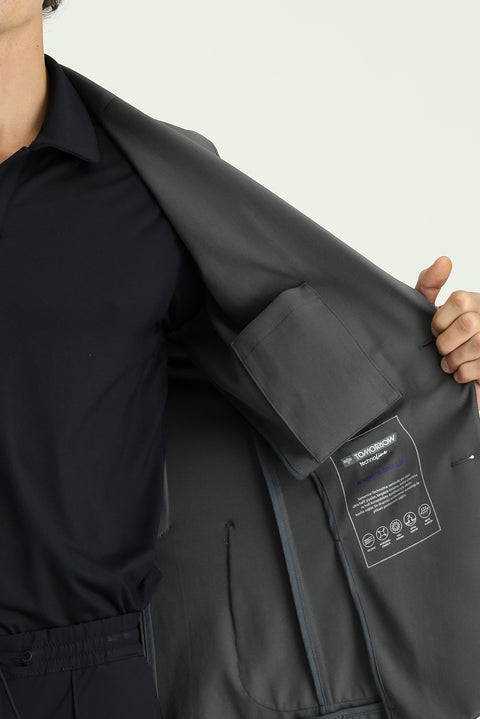 Dark Gray Techno-Line 7 Drop Super Slim Fit Extra Narrow Cut Lycra Jacket