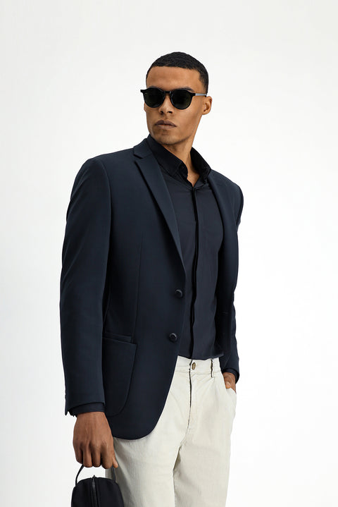 Dark Navy Techno-Line 6 Drop Regular Fit Standard Cut Lycra Stretch Jacket