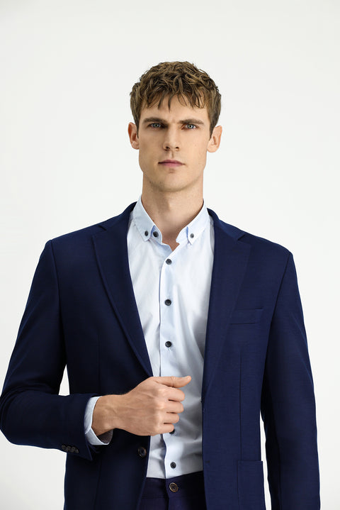Dark Navy 7 Drop Super Slim Fit Extra Narrow Cut Lycra Sport Jacket