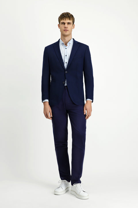 Dark Navy 7 Drop Super Slim Fit Extra Narrow Cut Lycra Sport Jacket