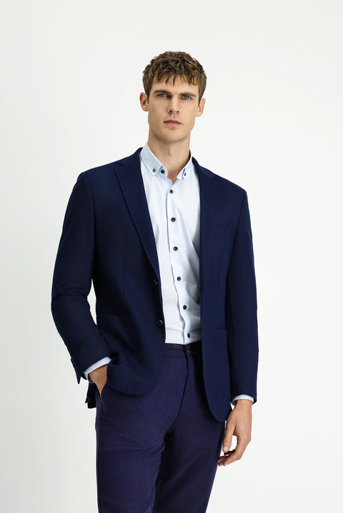 Dark Navy 7 Drop Super Slim Fit Extra Narrow Cut Lycra Sport Jacket
