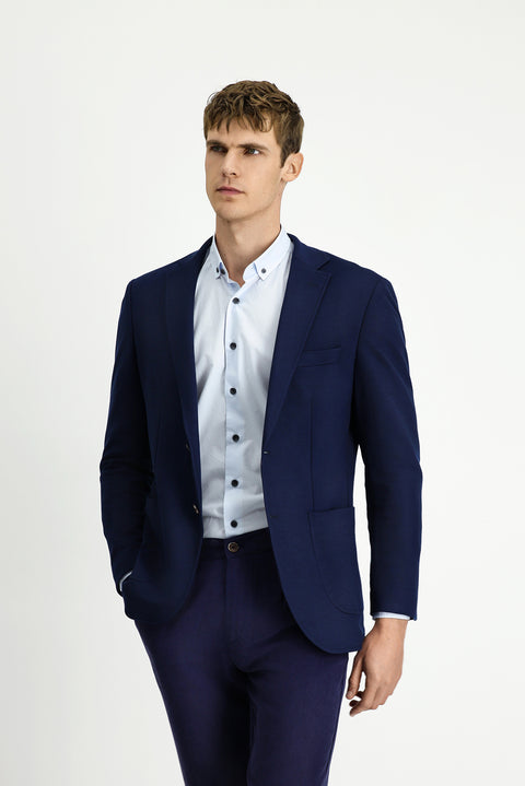Dark Navy 7 Drop Slim Fit Lycra Sports Jacket