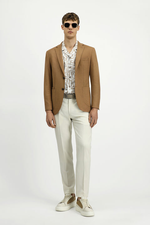Tan 7 Drop Slim Fit Lycra Sports Jacket