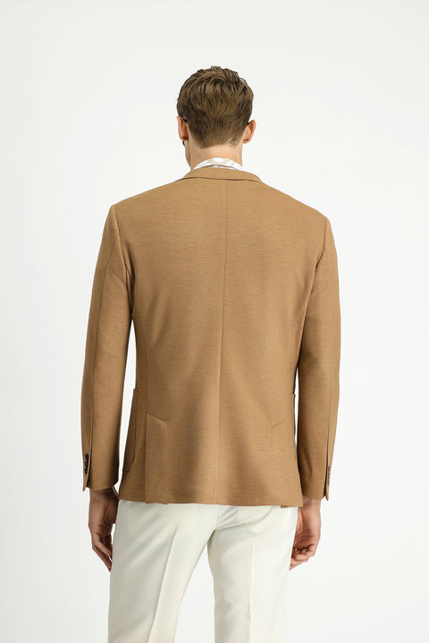 Tan 7 Drop Super Slim Fit Extra Narrow Cut Lycra Sports Jacket