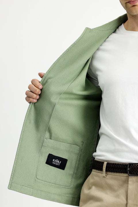 Light Green 6 Drop Regular Fit Standard Cut Cotton Lycra Stretch Sport Jacket