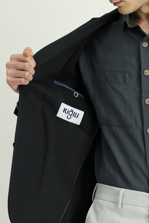 Black 7 Drop Slim Fit Cotton Sport Jacket