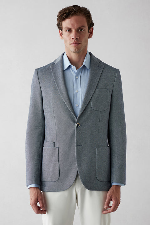 Dark Navy 7 Drop Slim Fit Cotton Sport Jacket
