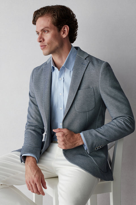 Dark Navy 7 Drop Slim Fit Cotton Sport Jacket