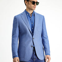 Blue 6 Drop Regular Fit Linen Blend Patterned Sport Jacket