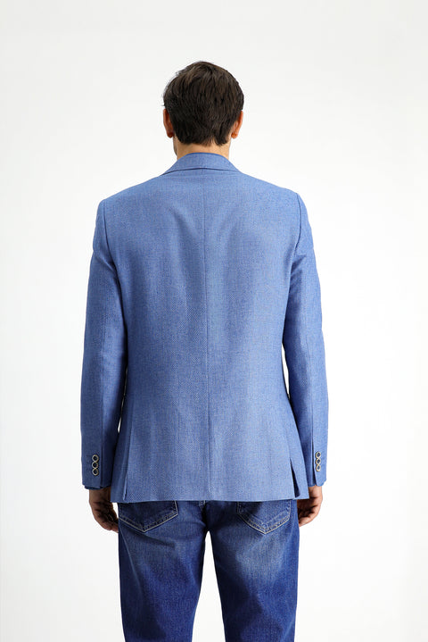 Blue 6 Drop Regular Fit Linen Blend Patterned Sport Jacket
