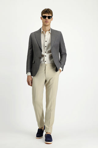  Koyu Antrasit 7 Drop Slim Fit Dar Kesim Yünlü Keten Karışımlı Klasik Ceket