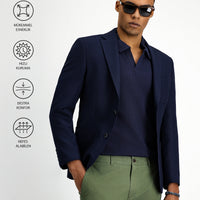 Dark Navy Techno-Line 7 Drop Slim Fit Lycra Jacket