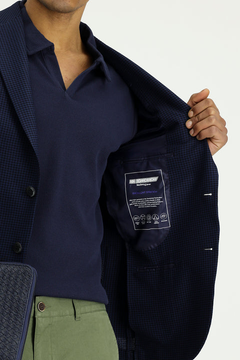 Dark Navy Techno-Line 7 Drop Slim Fit Lycra Jacket