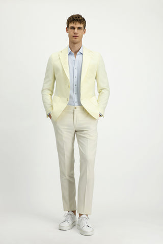  Krem Techno-Line 7 Drop Slim Fit Dar Kesim Likralı Ceket