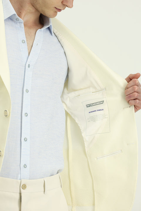 Cream Techno-Line 7 Drop Slim Fit Lycra Jacket