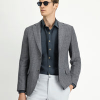 Dark Gray 4-Drop Relaxed Fit Wool Patterned Jacket