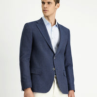 Dark Navy 6 Drop Regular Fit Standard Cut Wool Patterned Jacket