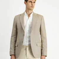 Light Beige 4-Drop Relaxed Fit Wool Patterned Jacket