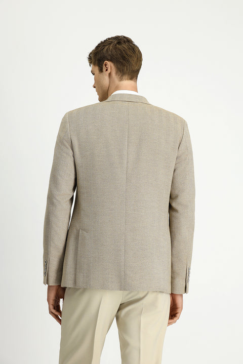 Light Beige 6 Drop Regular Fit Standard Cut Wool Patterned Jacket