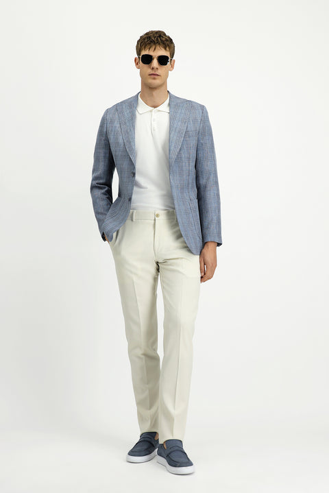 Blue 6 Drop Regular Fit Standard Cut Wool Linen Blend Plaid Sport Jacket