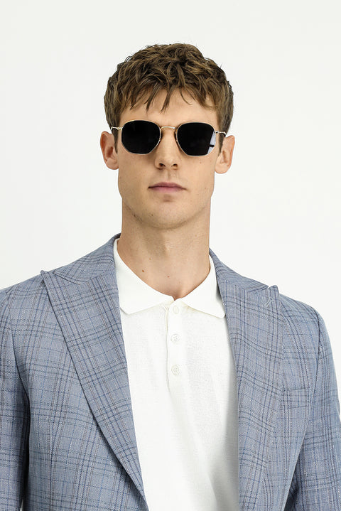 Blue 6 Drop Regular Fit Standard Cut Wool Linen Blend Plaid Sport Jacket