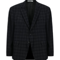 Black 4-Drop Relaxed Fit Classic Plaid Jacket