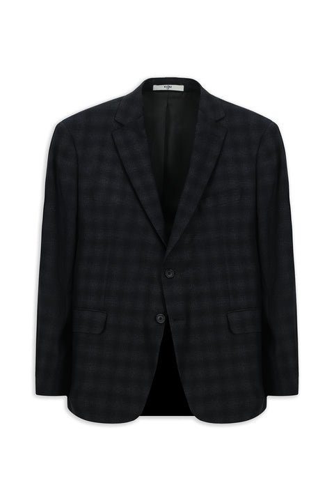 Black 4-Drop Relaxed Fit Classic Plaid Jacket