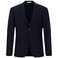 Dark Navy 4-Drop Relaxed Fit Classic Plaid Jacket