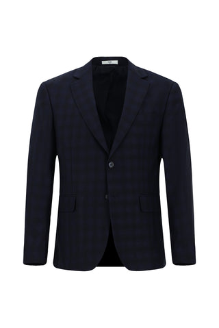  Koyu Lacivert 4 Drop Relaxed Fit Rahat Kesim Klasik Ekose Ceket