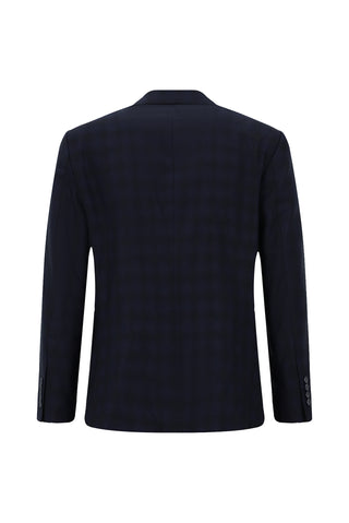 Koyu Lacivert 4 Drop Relaxed Fit Rahat Kesim Klasik Ekose Ceket