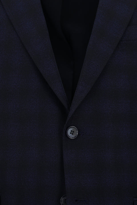 Dark Navy 4-Drop Relaxed Fit Classic Plaid Jacket